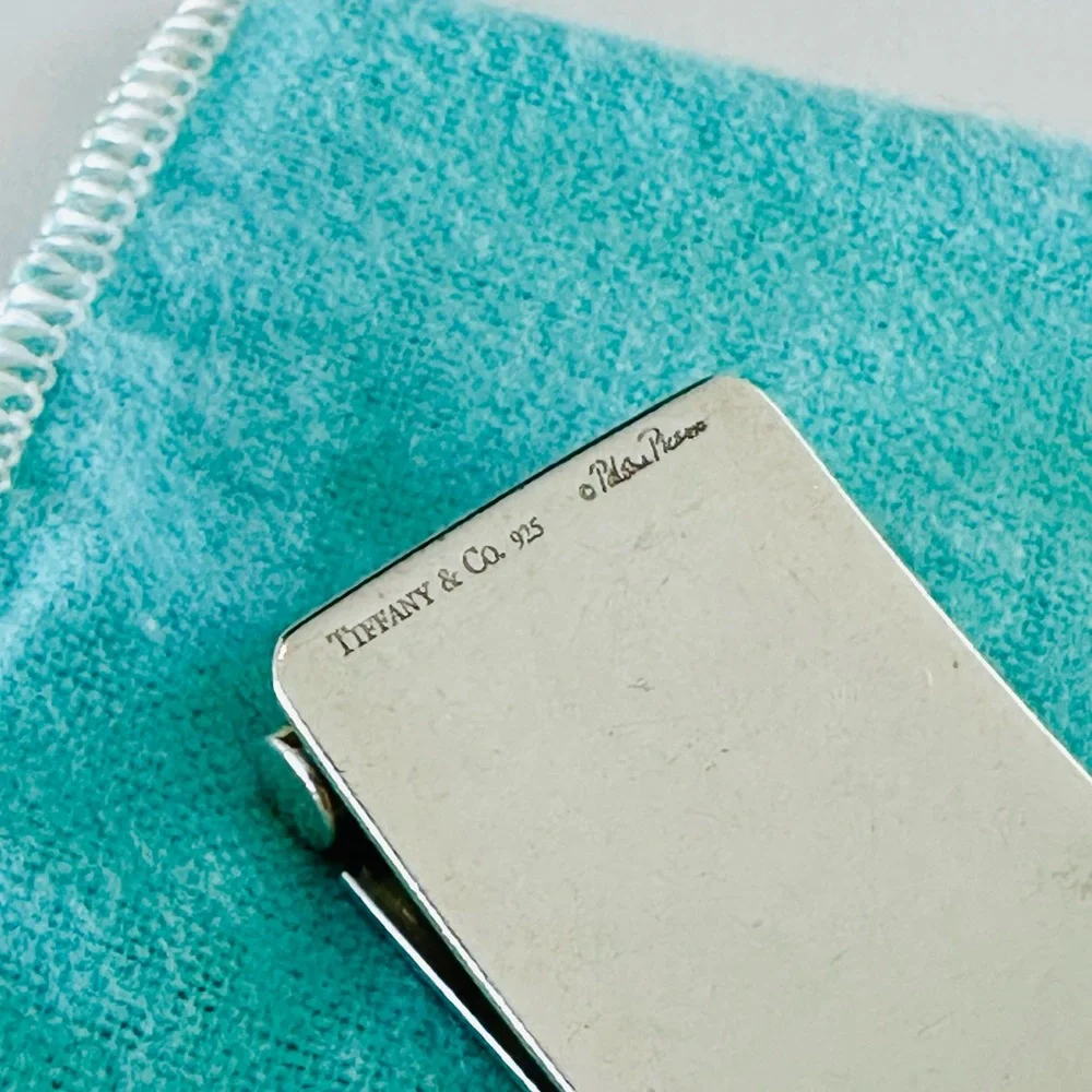 Tiffany & Co. Silver Money Clip with Blue Pouch